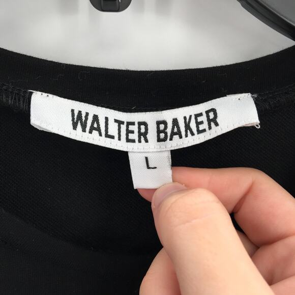 Walter Baker Camille Twisted Front T-Shirt Top Short Sleeve Black Large NEW - Picture 5 of 6